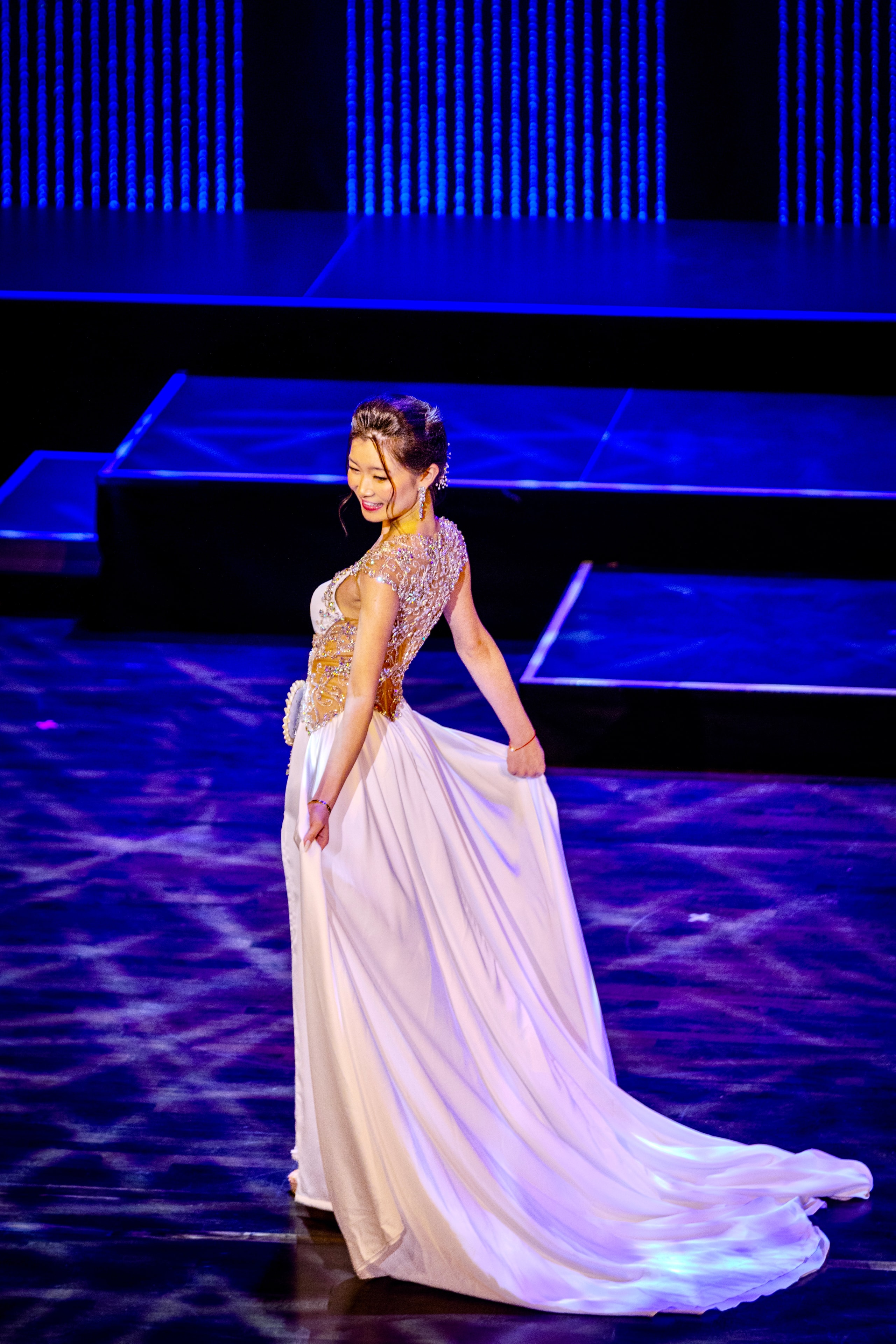 Miss Asian Global Pageant — White & Gold Gown