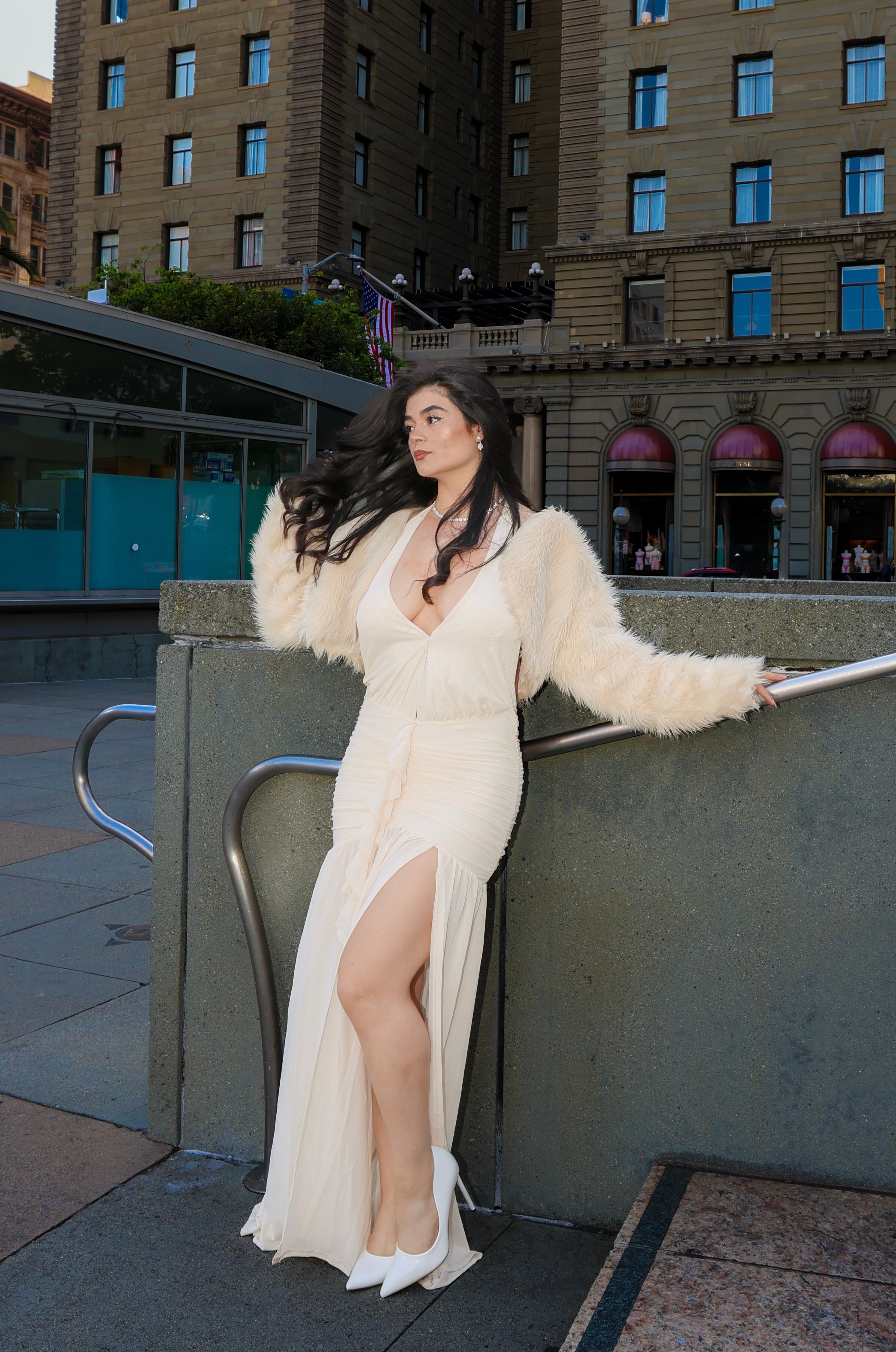 White Gown Fur Stole Portrait