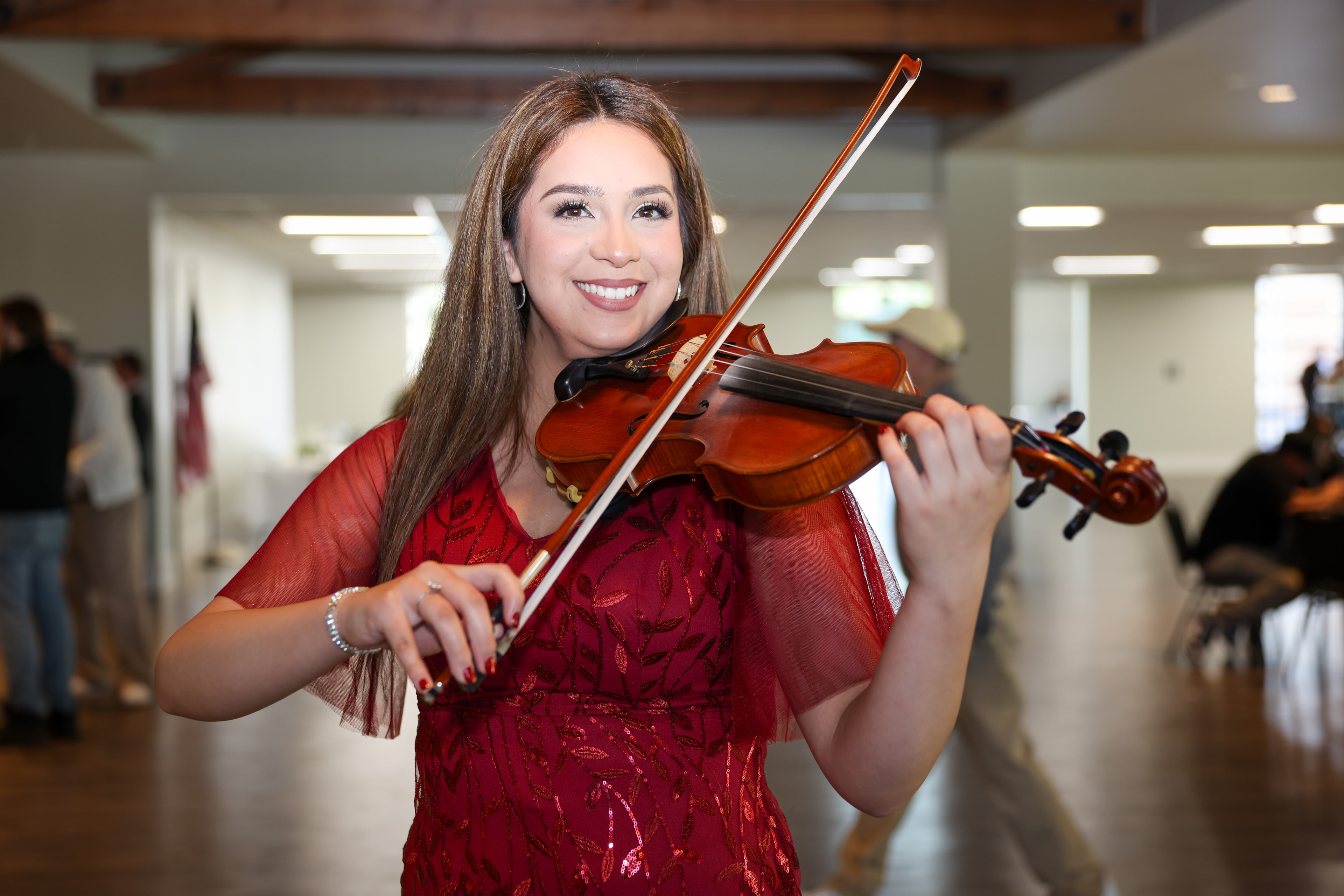 Violinist Red Dress Portrait