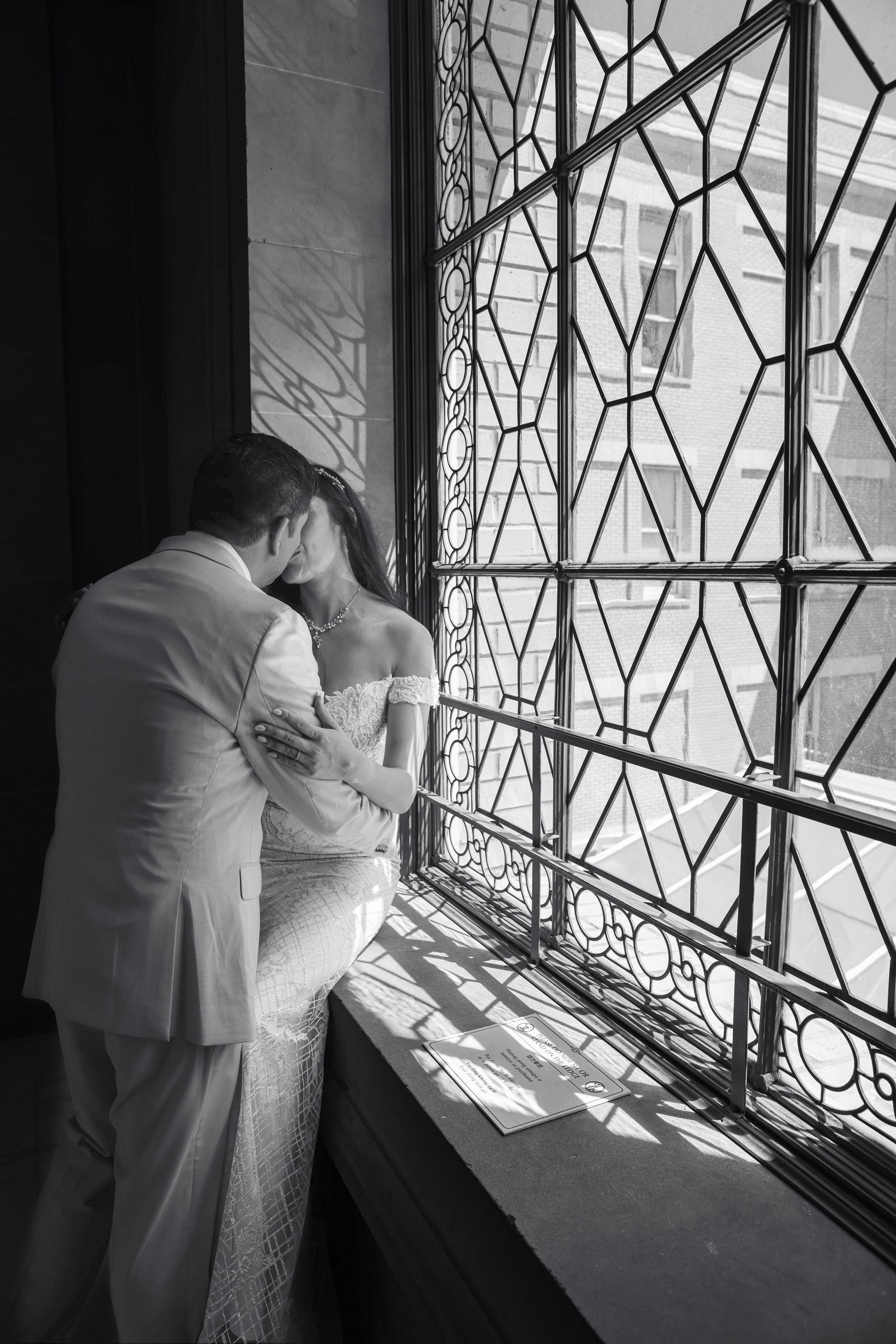 Black & White Window Kiss