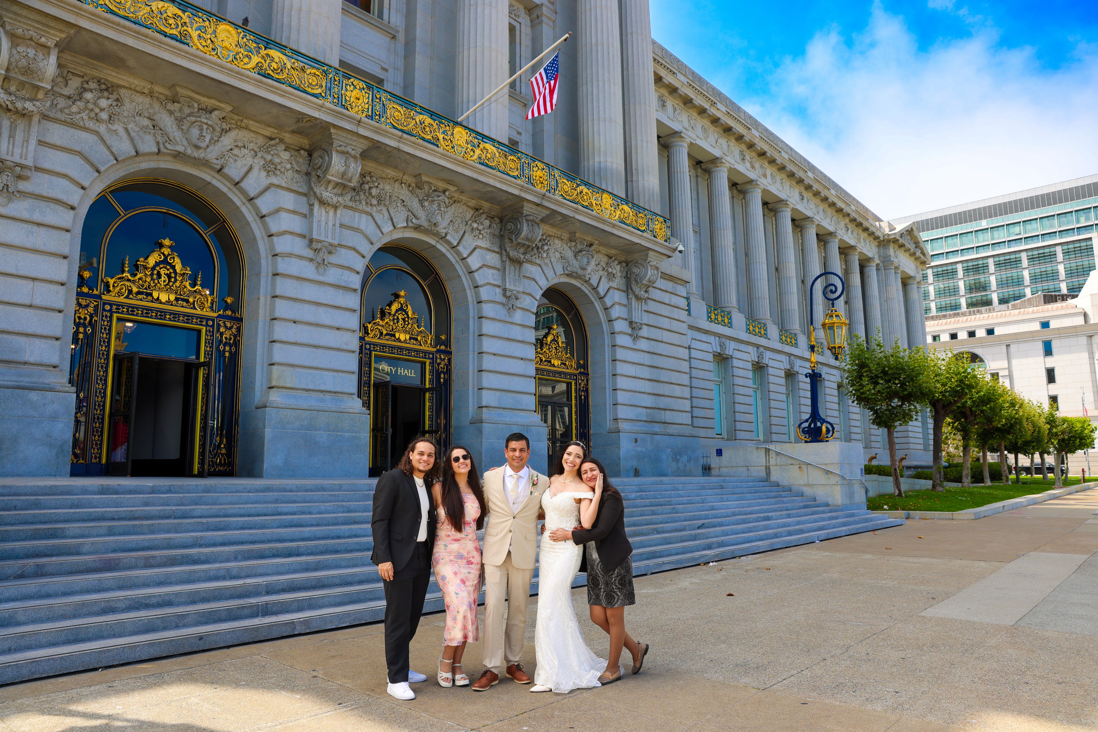 Wedding Party Outside City Hall